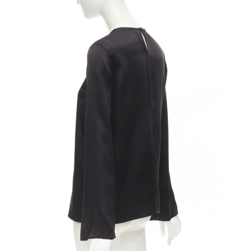 GIVENCHY 2015 Riccardo Tisci 100% silk black cape slit sleeve top FR34 XS