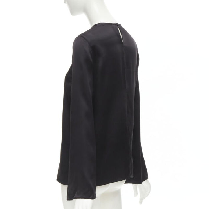 GIVENCHY 2015 Riccardo Tisci 100% silk black cape slit sleeve top FR34 XS