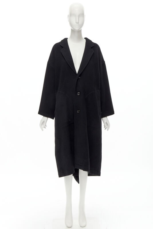 rare COMME DES GARCONS Vintage 1980's Dinosaur jagged cut out draped  coat M