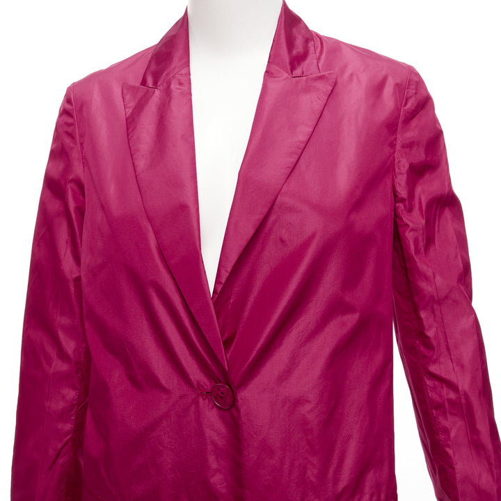 VALENTINO Piccioli 100% silk raspberry pink cinched waist casual blazer IT36 XXS