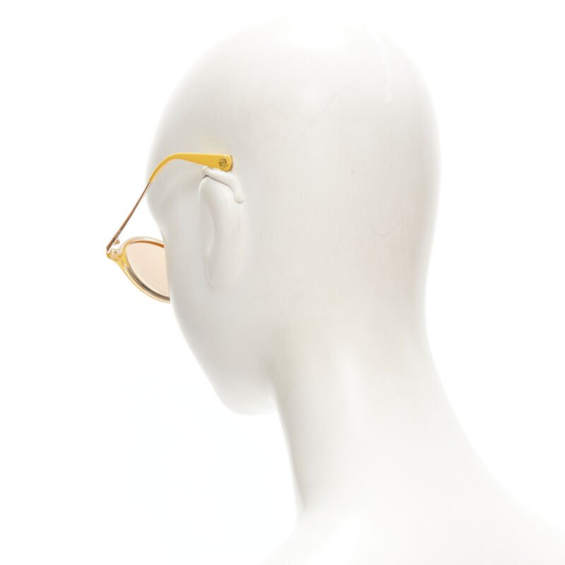 LOEWE SLW450 48 23 L03X yellow round frame brown tint sunglasses