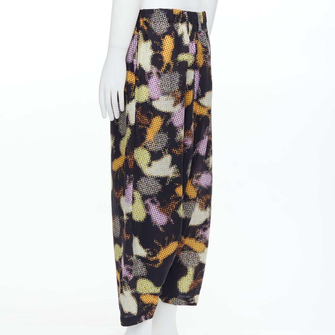 ISSEY MIYAKE MEN multicolour abstract print asymmetric harem pants