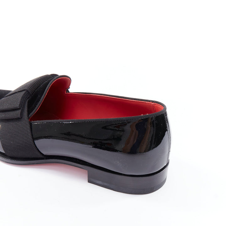 CHRISTIAN LOUBOUTIN patent black bow tie dress loafer shoes EU39.5