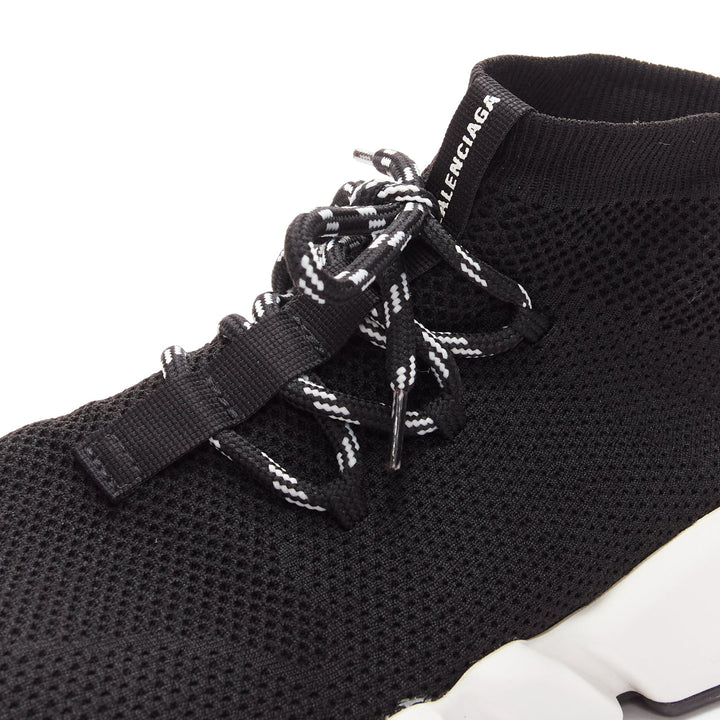 BALENCIAGA Speed black white red logo laced sock sneakers EU40