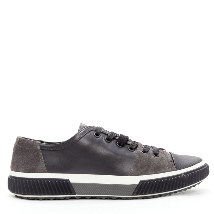 PRADA Stratus black grey suede leather low top sneakers UK5.5 EU39.5