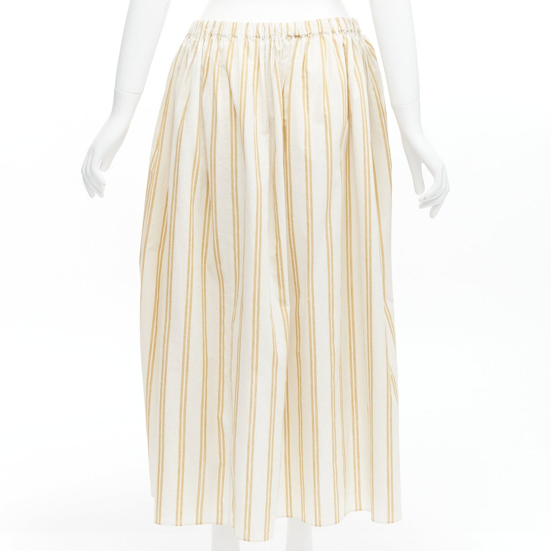 OSCAR DE LA RENTA 2019 cotton  linen ruched cutout striped balloon skirt US0 XS