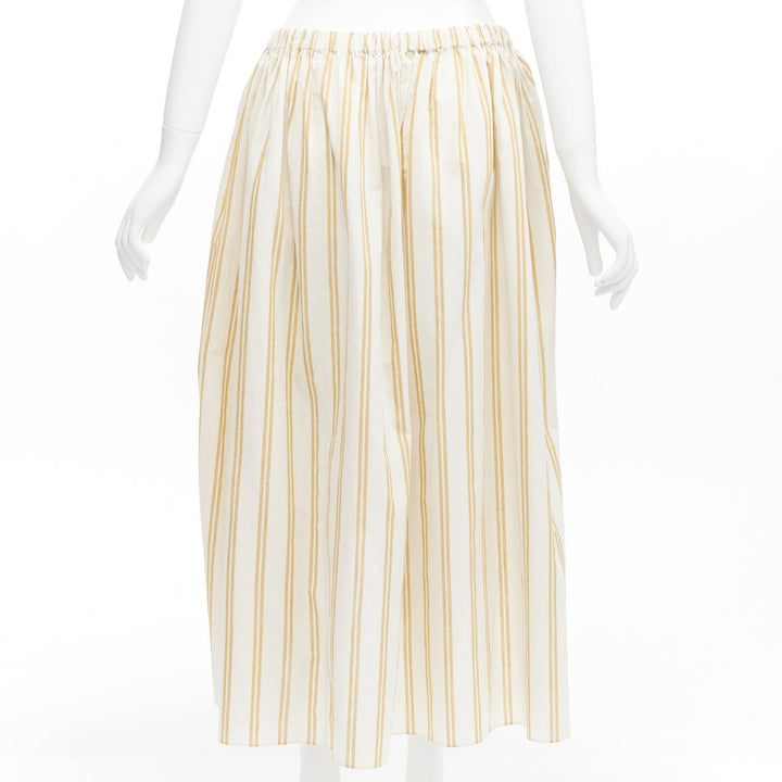 OSCAR DE LA RENTA 2019 cotton  linen ruched cutout striped balloon skirt US0 XS