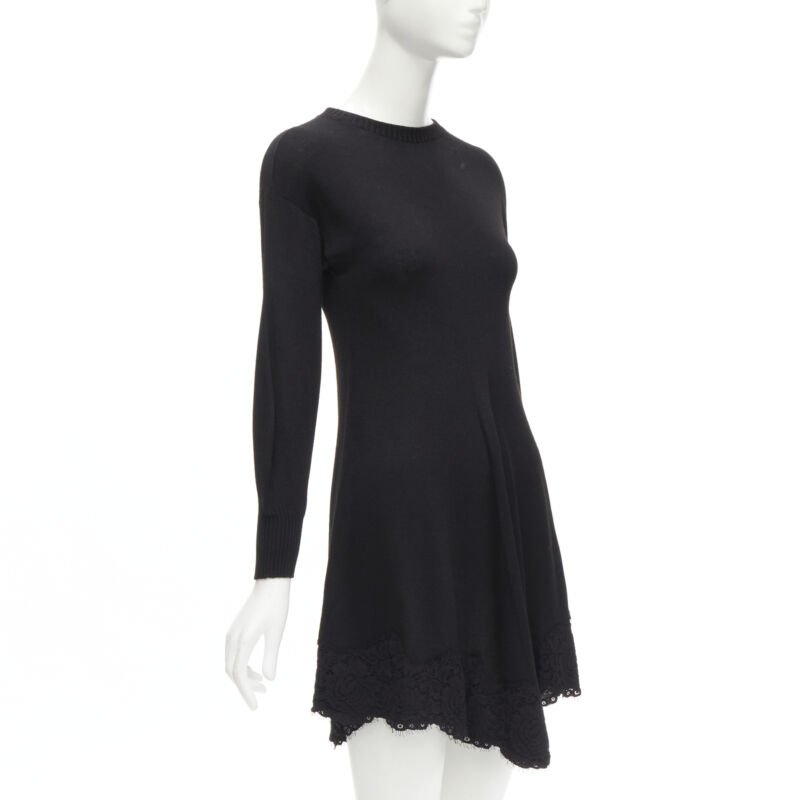 PHILOSOPHY DI LORENZO SERAFINI black lace trim sweater dress IT38 XS