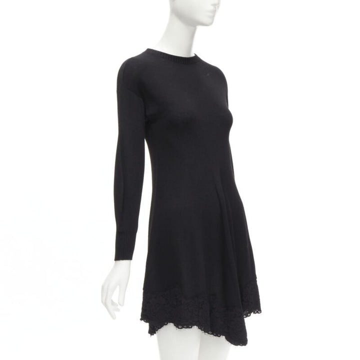 PHILOSOPHY DI LORENZO SERAFINI black lace trim sweater dress IT38 XS