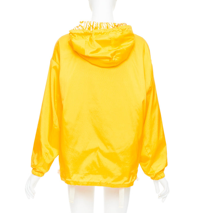 FENDI Vertigo Reversible yellow white swirl logo print hooded windbreaker S
