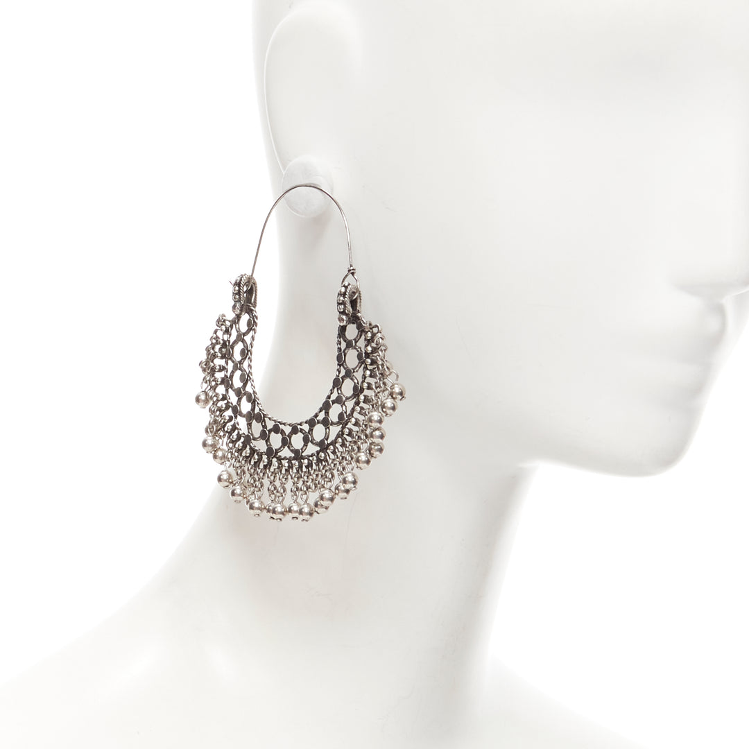 SAINT LAURENT Hedi Slimane Marrakech Folk charm ethnic metal hoop earring Pair