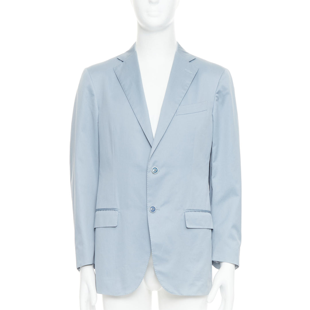 ERMENEGILDO ZEGNA light blue cotton handstitched lapel pockets blazer IT50 L