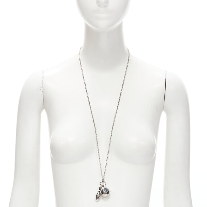 MARC JACOBS silver-tone bowling pin ball watch chain long necklace