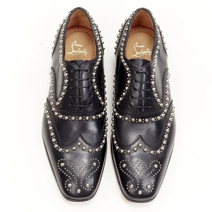 CHRISTIAN LOUBOUTIN Charlie Clou black silver studded oxford brogue EU42