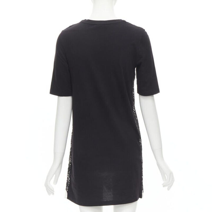 GIAMBATTISTA VALLI geometric jacquard front black cotton t-shirt dress XXS