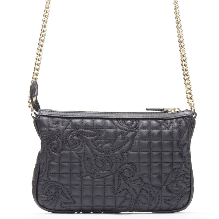 VERSACE Vanitas quilted black baroque gold Medusa metal chain crossbody bag