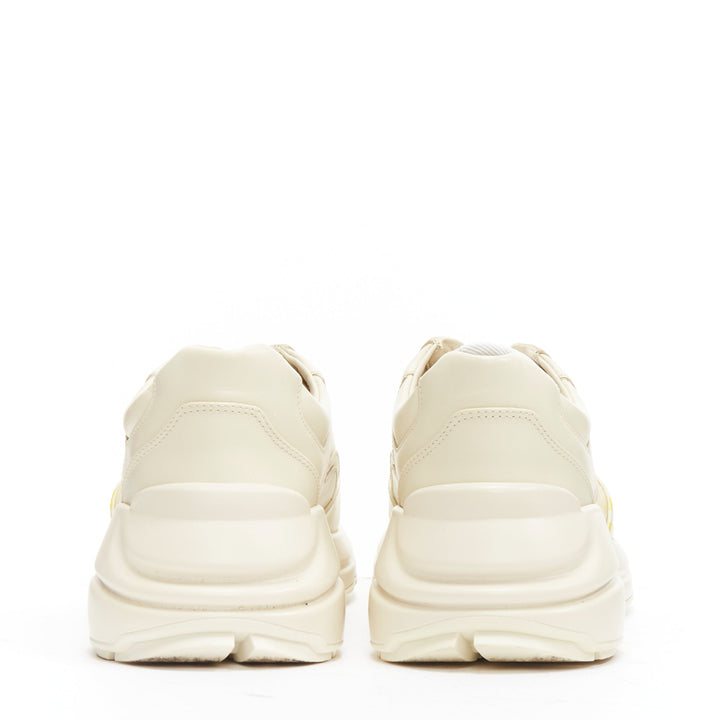 GUCCI Rhyton cream Tiger print leather panelled chunky dad sneakers EU37.5
