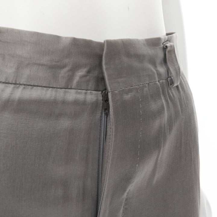 HAIDER ACKERMANN grey rayon dusty pink grosgrain cropped trousers FR38 S