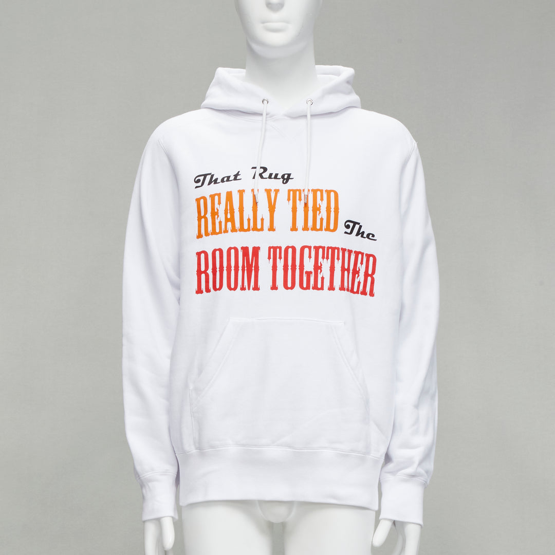 SACAI 2020 Big Lebowski Really Tied Room Together slogan white hoodie Sz.2 M