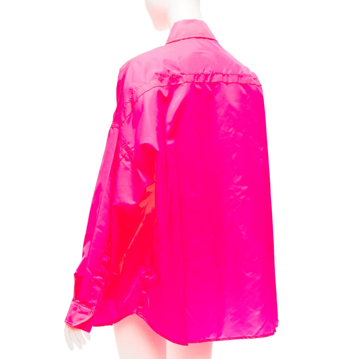 FRANKIE SHOP Perla hot pink nylon oversized shell shirt jacket XS