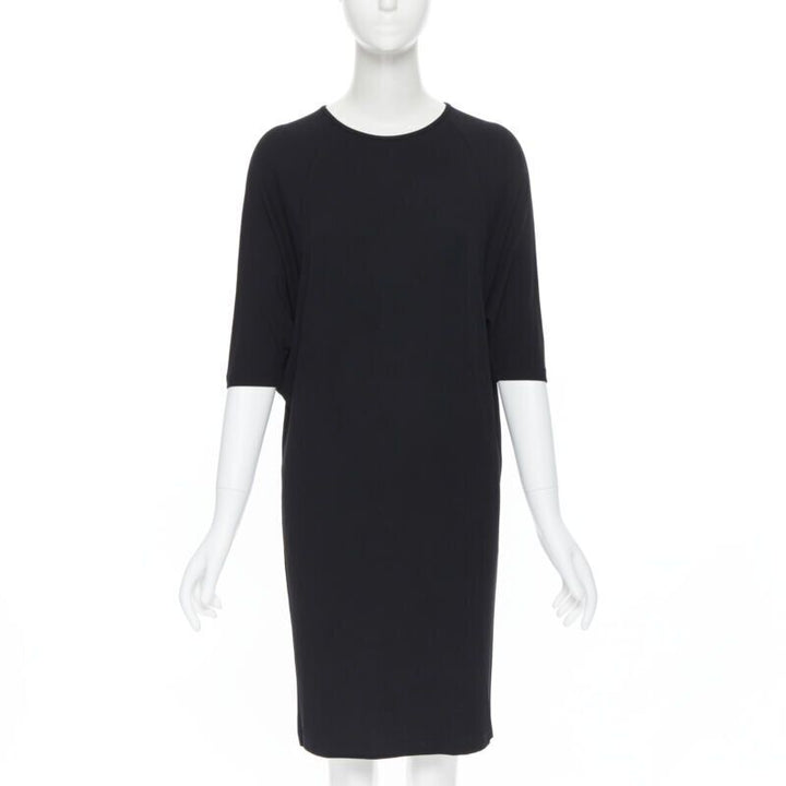 MICHAEL KORS black rayon spandex batwing stretch fit casual dress US0 XS