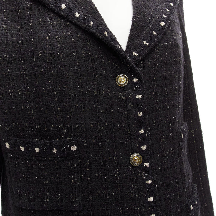 rare CHANEL 05A Fantasy Tweed CC button 4 pocket little black jacket FR44 2XL