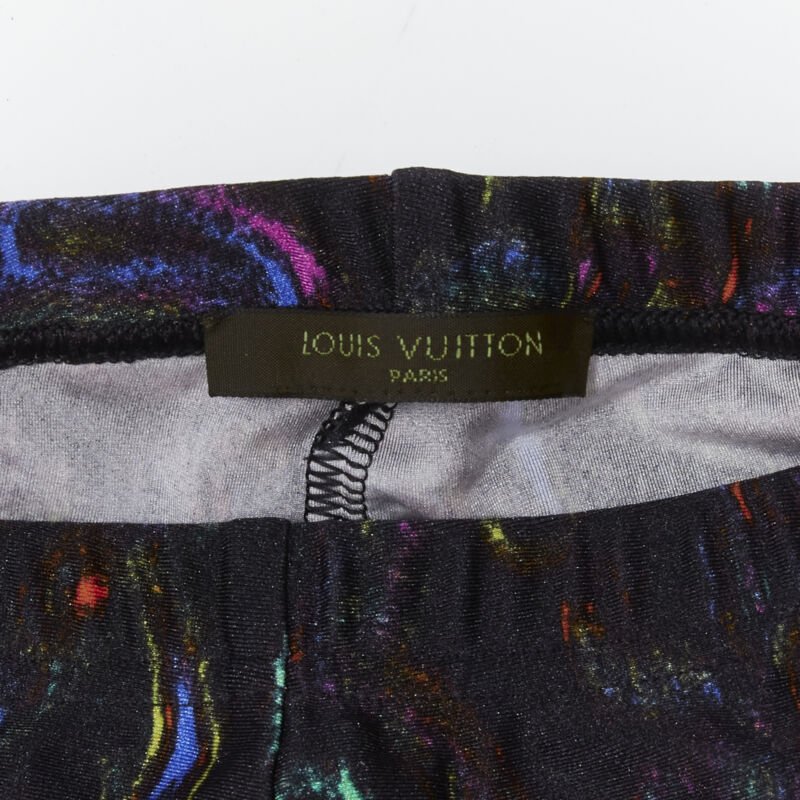 LOUIS VUITTON 2019 black blue paisley print stretchy legging FR34 XS rare