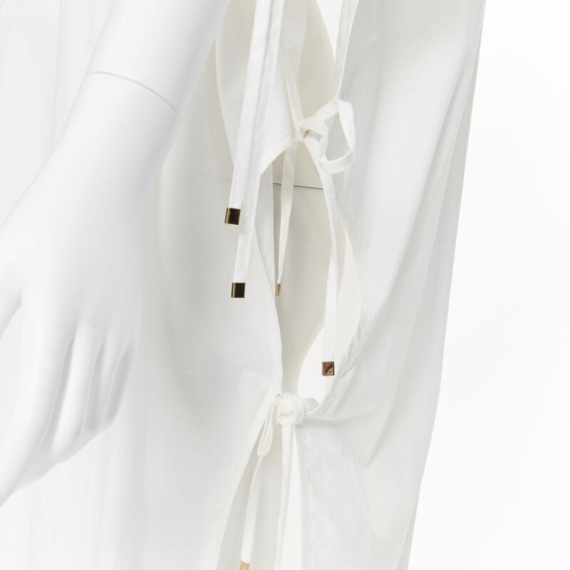 ROSETTA GETTY white cotton gold harware tie side high low casual dress XS