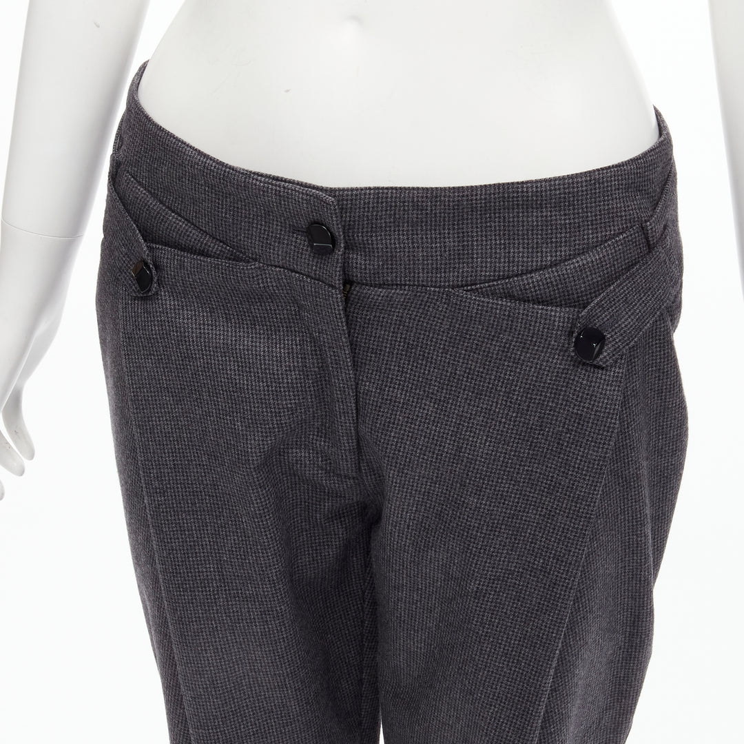 STELLA MCCARTNEY 100% wool grey houndstooth structural pleat  pants IT38 XS