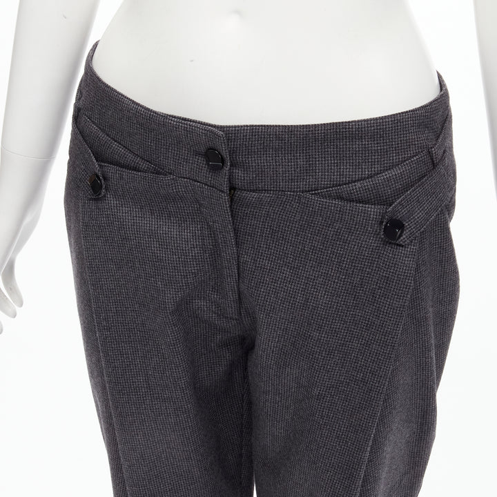 STELLA MCCARTNEY 100% wool grey houndstooth structural pleat  pants IT38 XS