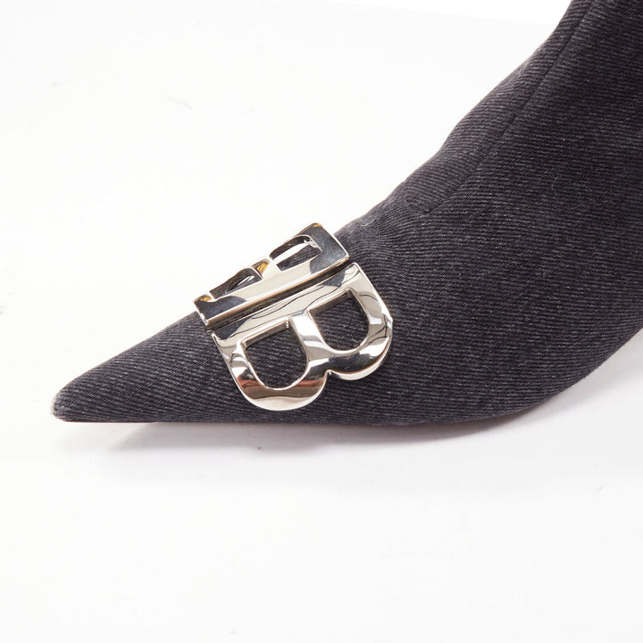 BALENCIAGA Demna BB Knife grey denim booties EU38.5