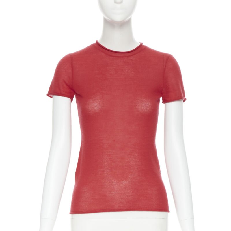 RALPH LAUREN  100% cashmere circle cut out back short sleeve knitted top XS
