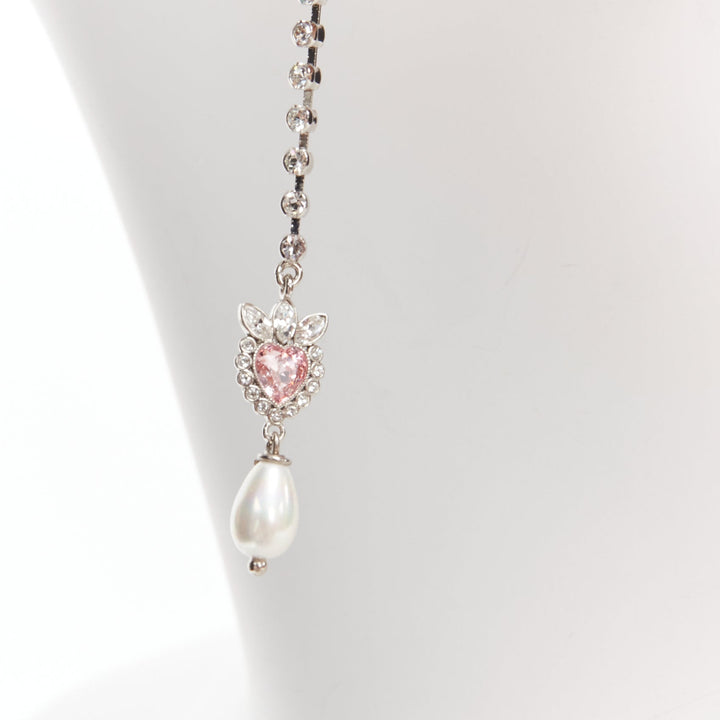 GUCCI Alessandro Michele pink heart crystal GG logo pearl charm hairband