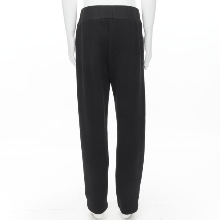 BOTTEGA VENETA black cotton waist band heavy cotton wide leg sweat pants IT48 M