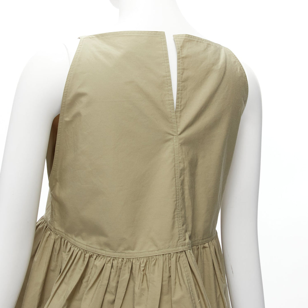 SOFIE D'HOORE green cotton V neck spaghetti flare safari tank top FR34 XS