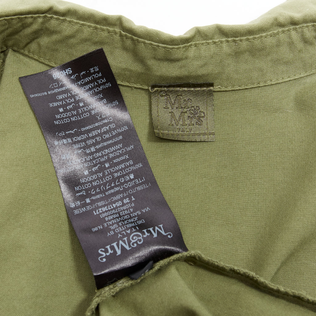 MR AND MRS ITALY khaki green beaded badges military safari shirt IT38 XS
