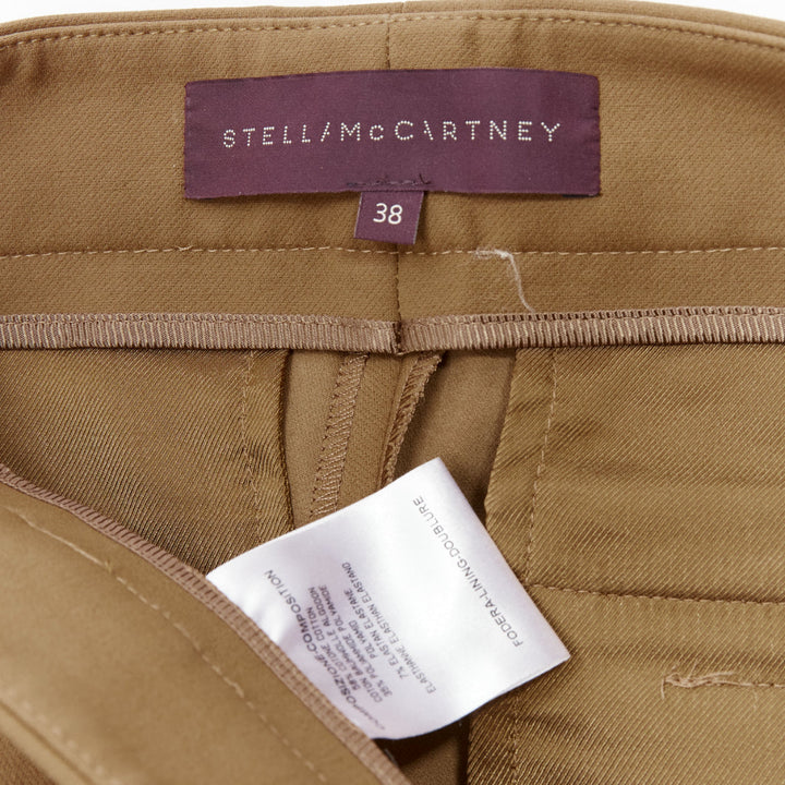STELLA MCCARTNEY tan brown cotton blend stretchy cropped pants IT38 XS