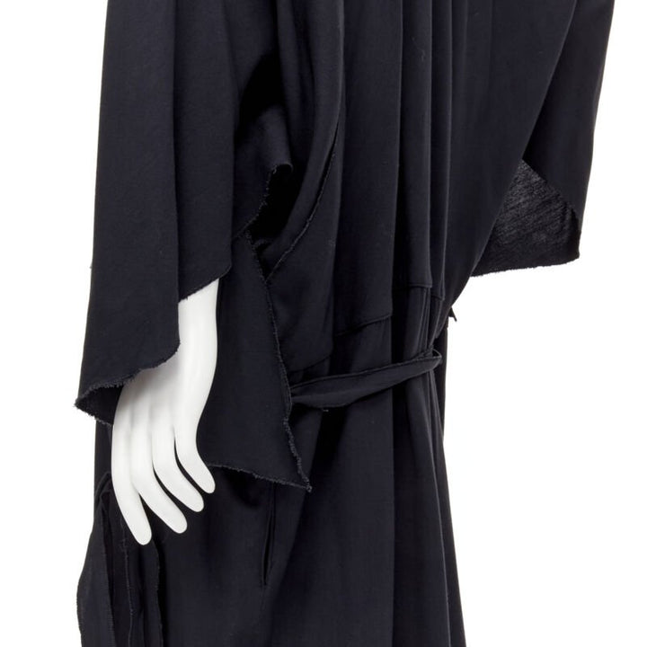rare COMME DES GARCONS Vintage 1980's black asymmetric wrap kimono robe dress