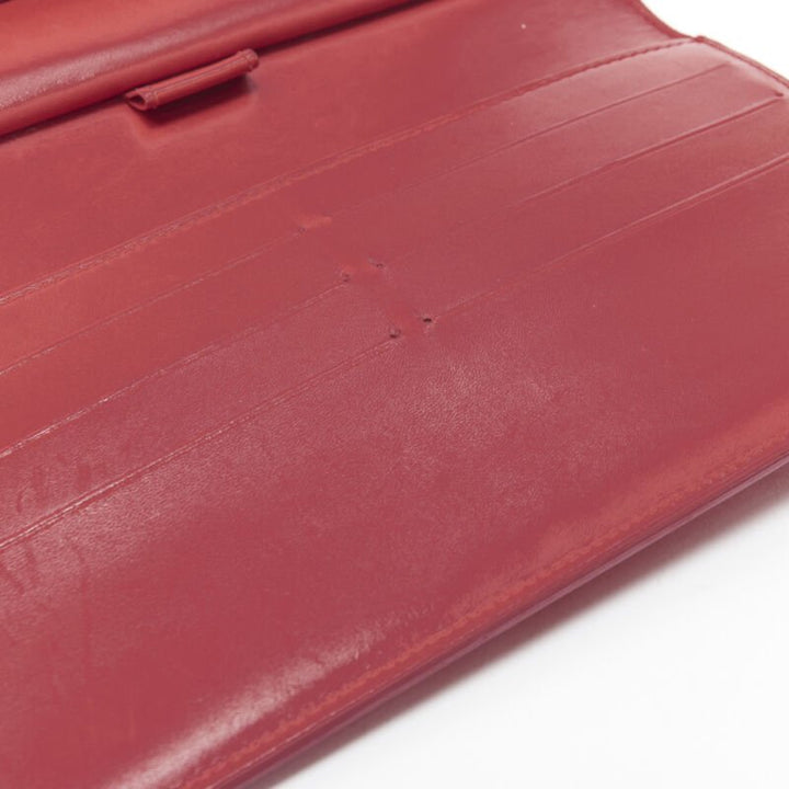 LOUIS VUITTON Vernis red patent LV logo emboss flap continental wallet
