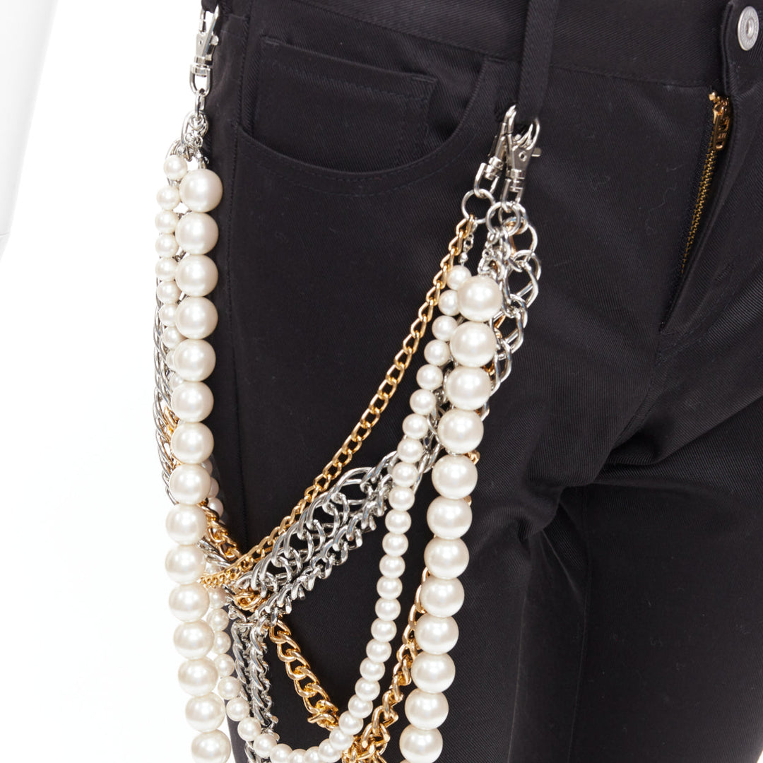 JUNYA WATANABE 2022 Punk black multi pearl chain cropped pants S