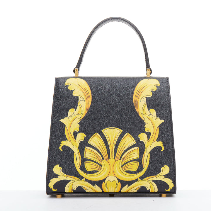 VERSACE Tribute Icon black gold Barocco calfskin Medusa crossbody satchel bag