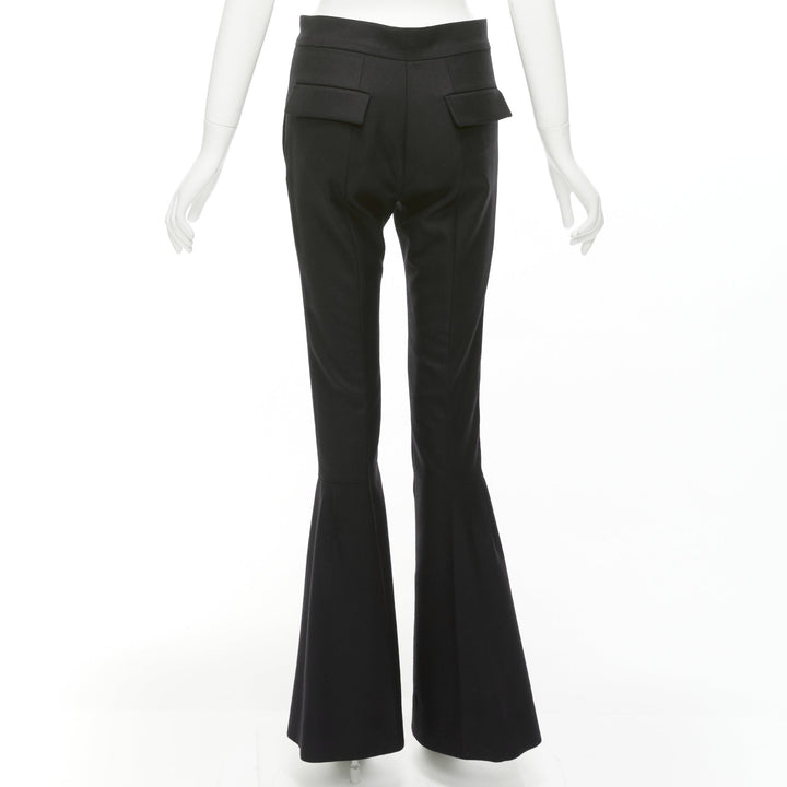 MARNI black wool twill mid waist flared dress pants IT38 XS