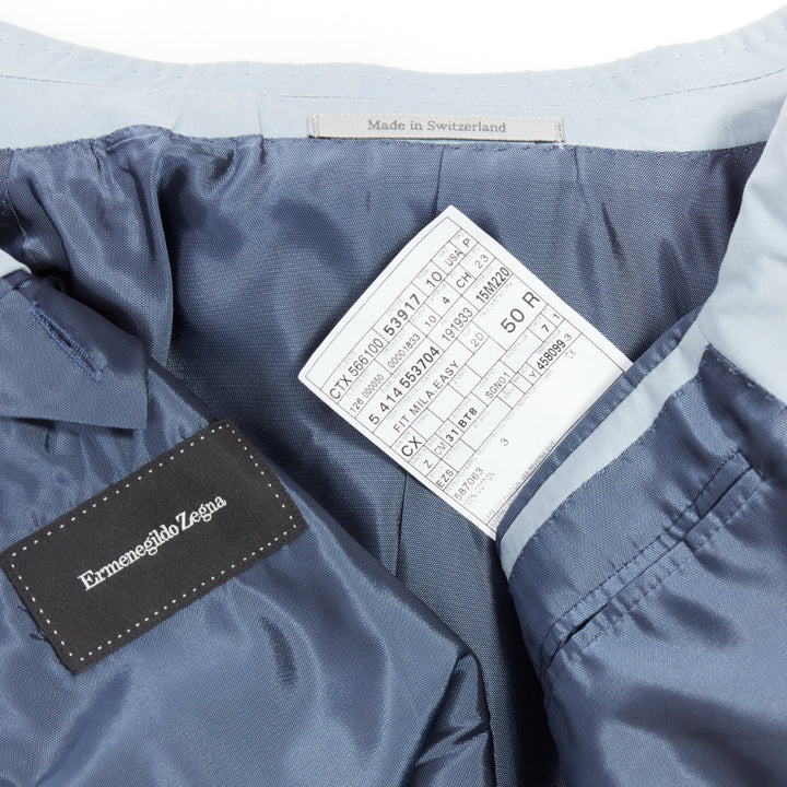 ERMENEGILDO ZEGNA light blue cotton handstitched lapel pockets blazer IT50 L