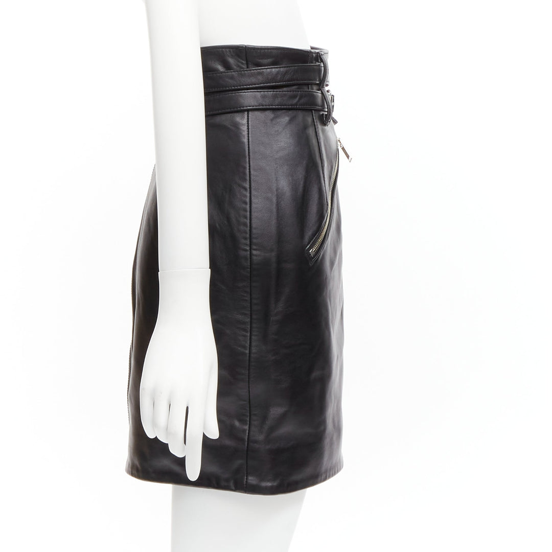 UNDERCOVER black sheep leather silver zip motorcycle biker skirt JP2 M