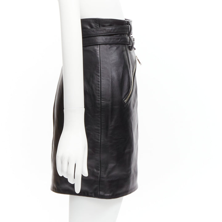 UNDERCOVER black sheep leather silver zip motorcycle biker skirt JP2 M