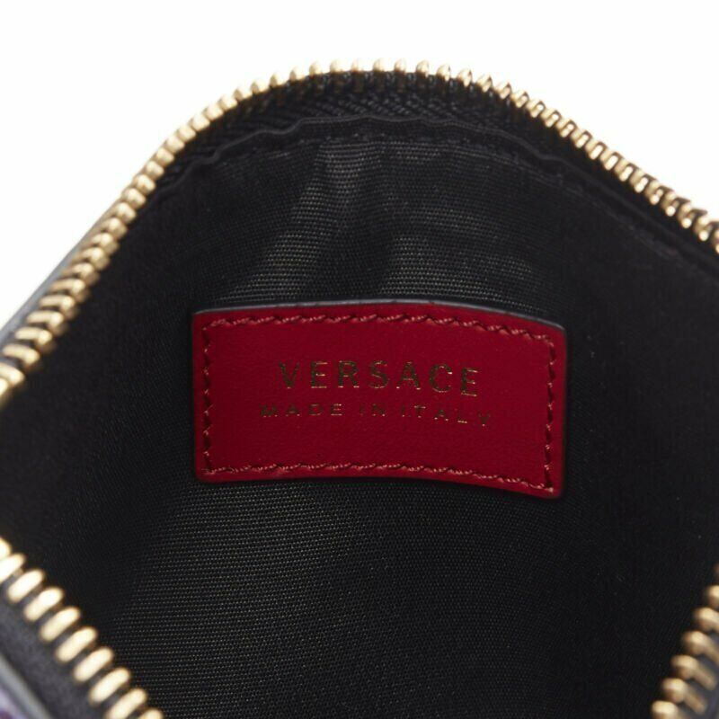 VERSACE Ayers scaled leather gold Medusa stud bordered top zip pouch case