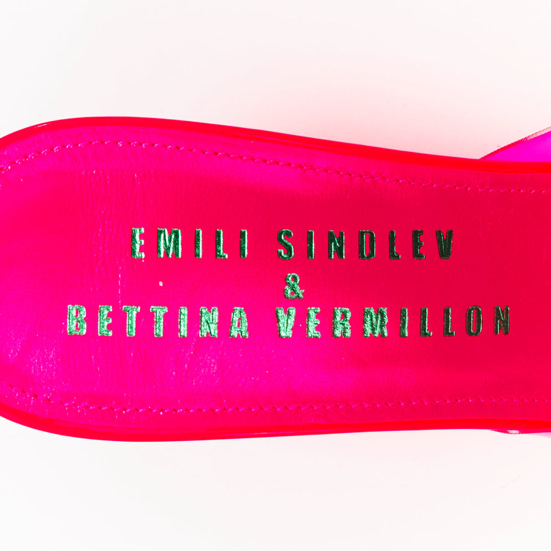 BETTINA VERMILLON Emili Sindlev Britney hot pink PVC wedge mules EU37.5