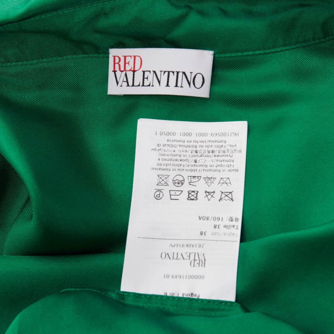 RED VALENTINO 2022 100% silk green bow tie Peter Pan blouse shirt IT38 XS