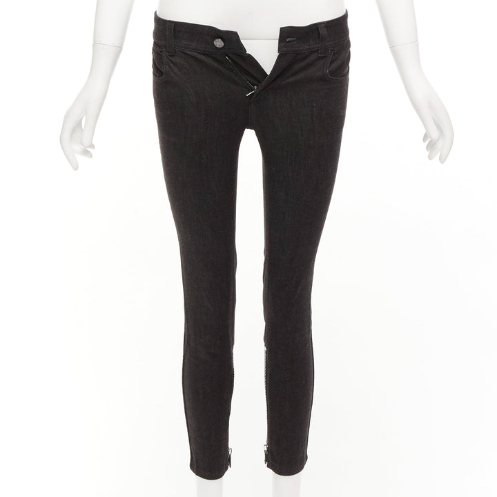 TOM FORD dark brown cotton blend silver staple embellished skinny jeans 26"
