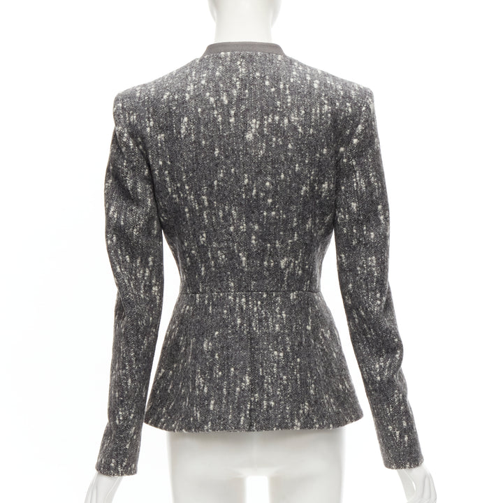 BALENCIAGA Ghesquiere 2009 grey white speckled fitted blazer jacket FR38 M